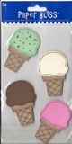Westrim Paper Bliss Embellishment - Ice Cream Cones