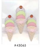 Westrim Paper Bliss Button Embellishment Ice Cream 3 pc.