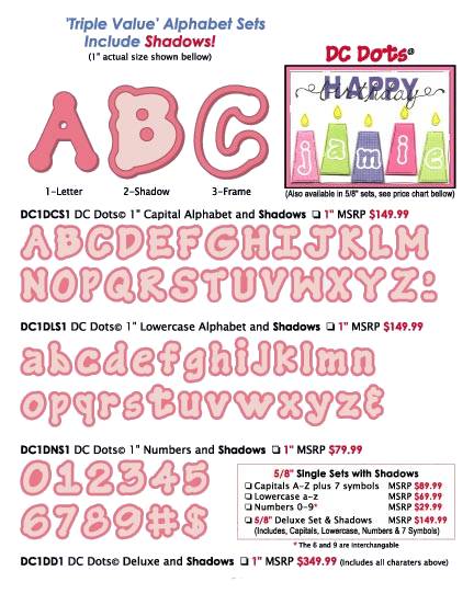 Zip'eCut Alphabet Font Die Set - 5/8" Framed Dots