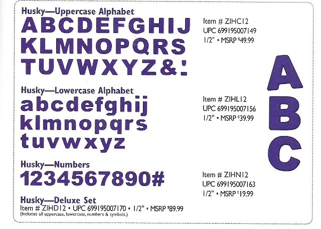 Zip'eCut Alphabet Font Die Set - 1/2" Husky Uppercase, Lowercase & Numbers