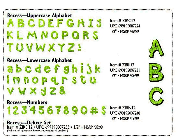 Zip'eCut Alphabet Font Die Set - 1/2" Recess Uppercase, Lowercase & Numbers